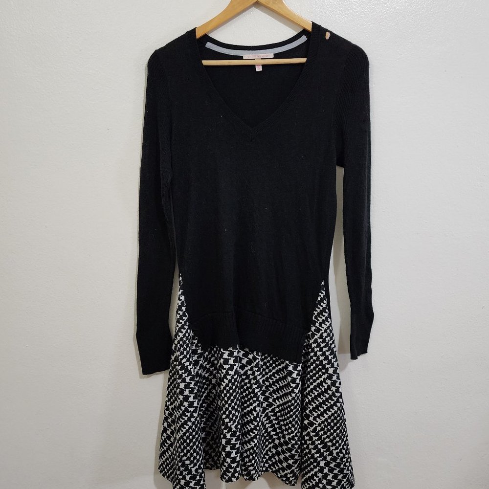 Victoria's Secret Women Cashmere Blend Houndstooth Drop Waist Sweater Dress